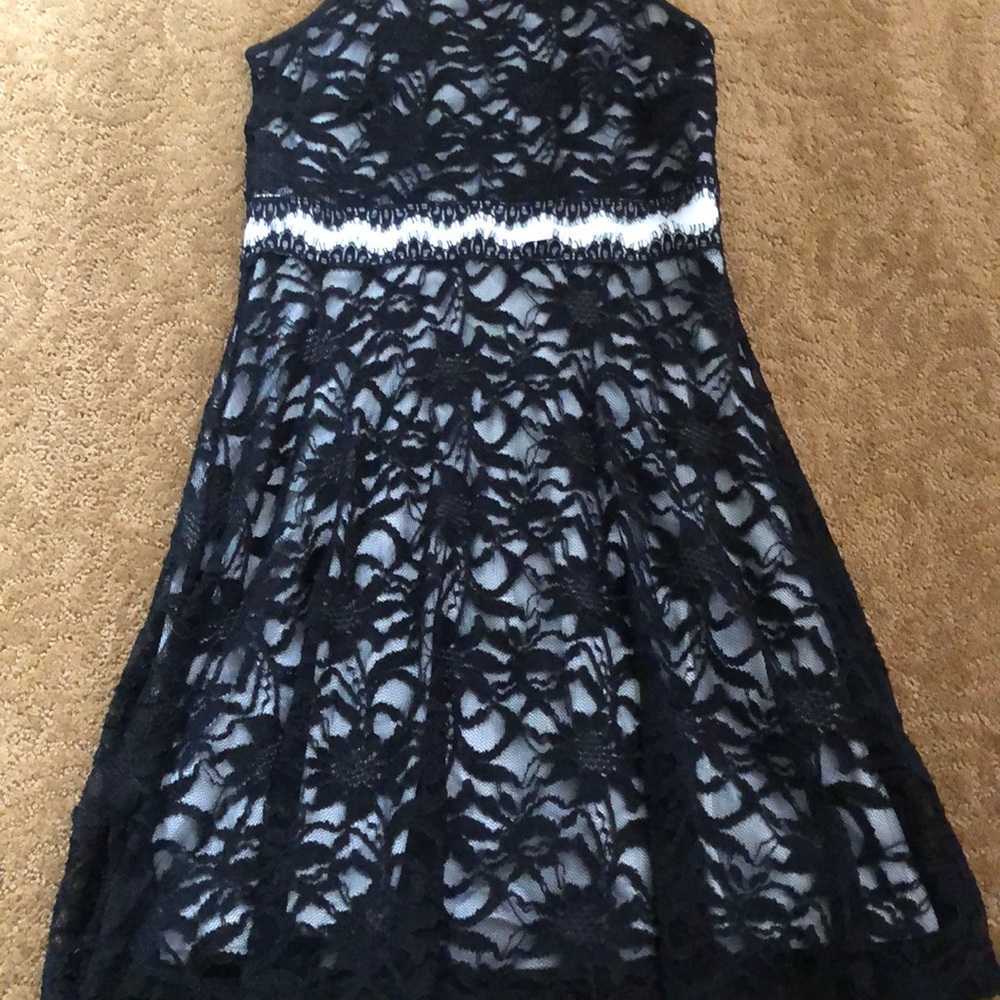 Black lace mini dress
